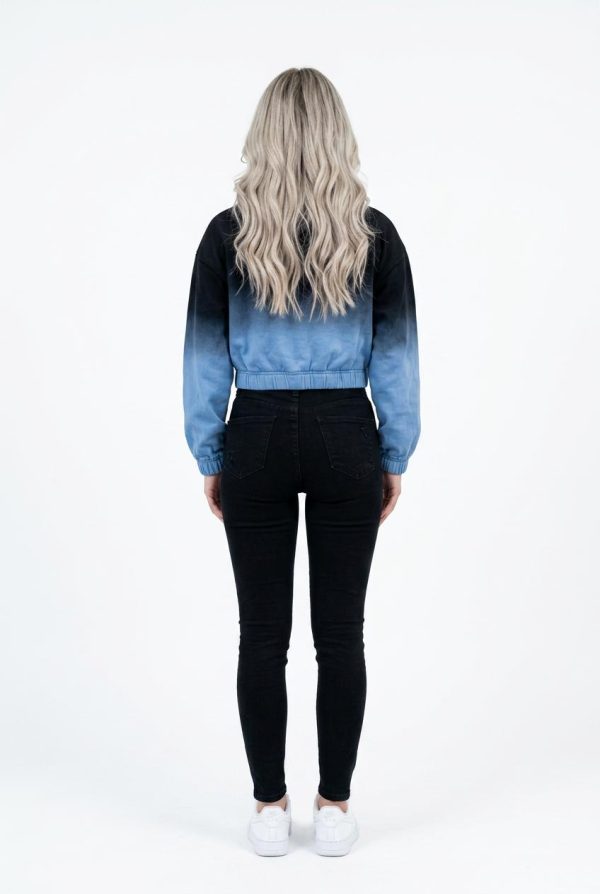 Black & Blue Cropped Zip Hoodie