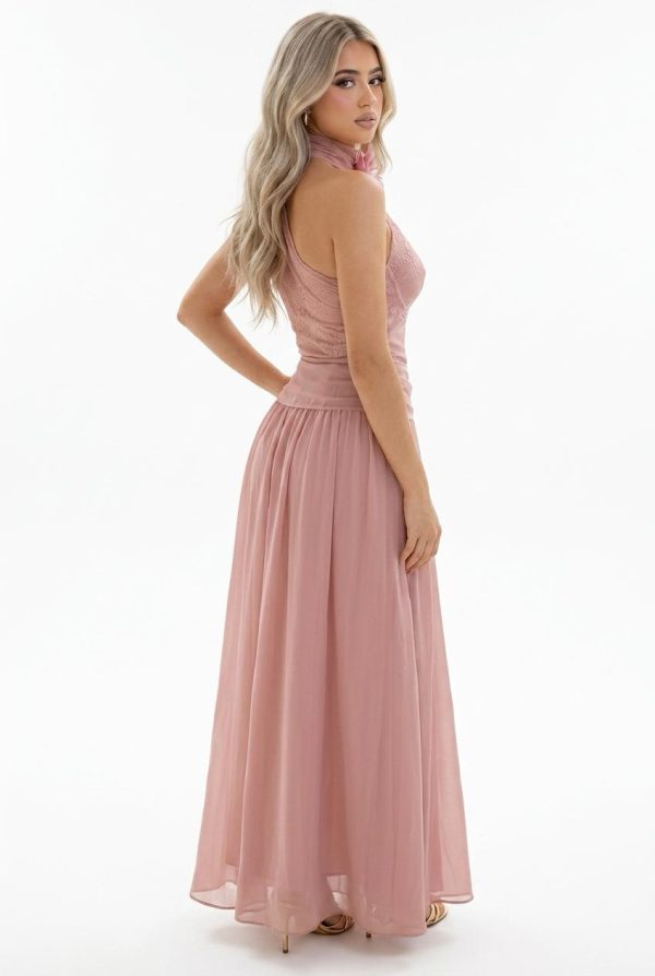 Pink Halter Maxi Dress