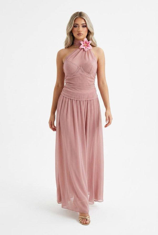Pink Halter Maxi Dress